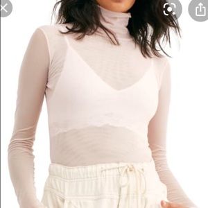 Free People Double Layer Mesh Turtleneck